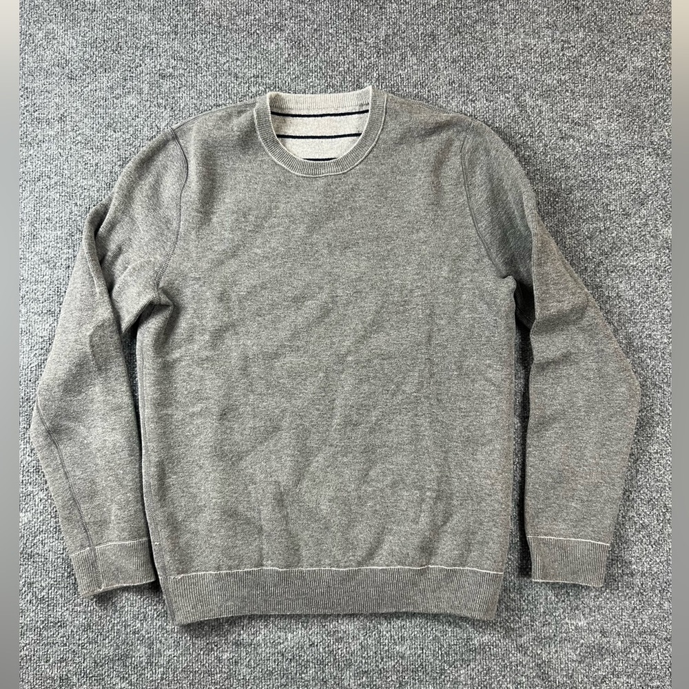 Men’s Reversible Solid Gray And Striped Pullover … - image 2